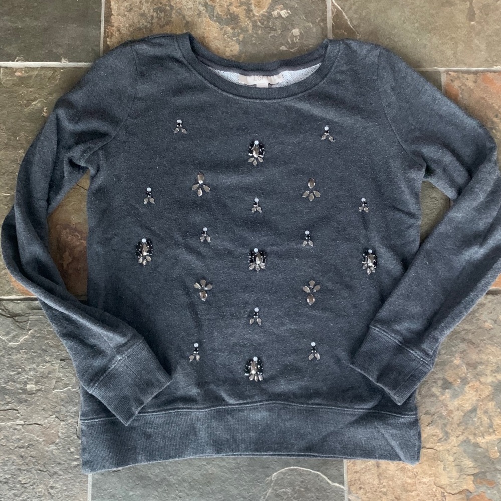 Petite XS Loft embellished sweatshirt